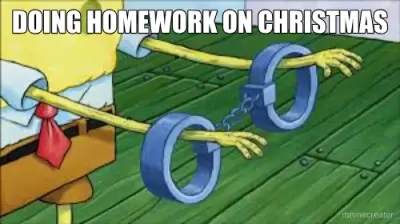 DOING HOMEWORK ON CHRISTMAS meme