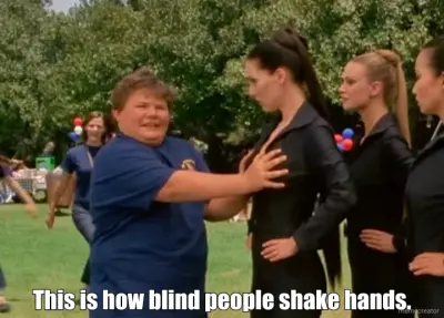 This is how blind people shake hands. meme