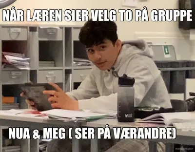 NÅR LÆREN SIER VELG TO PÅ GRUPPE - NUA & MEG ( SER PÅ VÆRANDRE) meme