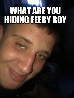 WHAT ARE YOU HIDING FEEBY BOY meme