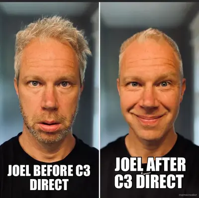 JOEL BEFORE C3 DIRECT - JOEL AFTER C3 DIRECT meme