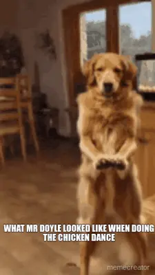 - WHAT MR DOYLE LOOKED LIKE WHEN DOING
THE CHICKEN DANCE meme