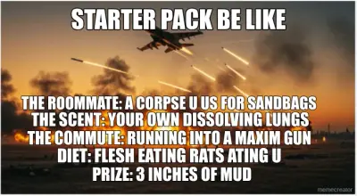 STARTER PACK BE LIKE - THE ROOMMATE: A CORPSE U US FOR SANDBAGS - THE SCENT: YOUR OWN DISSOLVING LUN meme