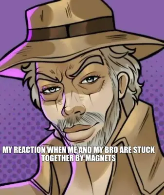 MY REACTION WHEN ME AND MY BRO ARE STUCK TOGETHER BY MAGNETS meme