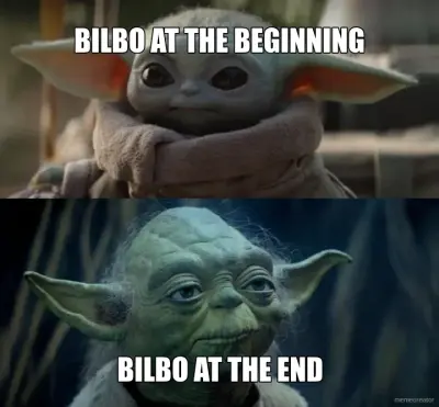 BILBO AT THE BEGINNING - BILBO AT THE END meme