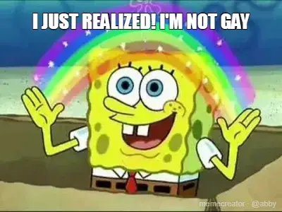 I JUST REALIZED! I'M NOT GAY meme