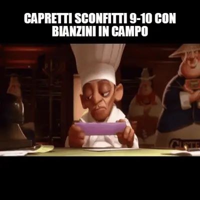 CAPRETTI SCONFITTI 9-10 CON BIANZINI IN CAMPO meme