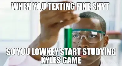 WHEN YOU TEXTING FINE SHYT  - SO YOU LOWKEY START STUDYING KYLES GAME meme