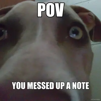 POV - YOU MESSED UP A NOTE meme