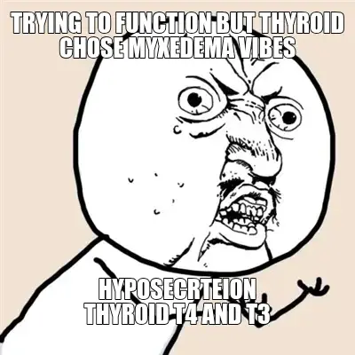 TRYING TO FUNCTION BUT THYROID CHOSE MYXEDEMA VIBES | HYPOSECRTEION
THYROID T4 AND T3 meme