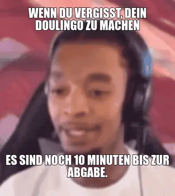 WENN DU VERGISST, DEIN DOULINGO ZU MACHEN - ES SIND NOCH 10 MINUTEN BIS ZUR ABGABE. meme