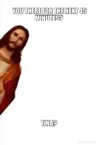 YOU THERE FOR THE NEXT 45 MINUTES?  - TINA? meme