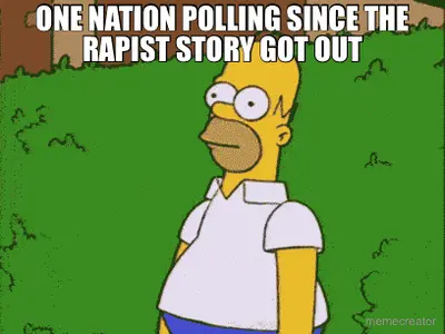ONE NATION POLLING SINCE THE RAPIST STORY GOT OUT meme