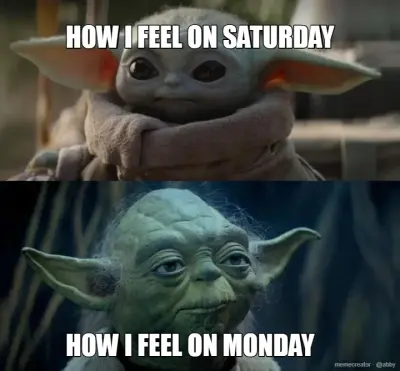 HOW I FEEL ON SATURDAY - HOW I FEEL ON MONDAY meme