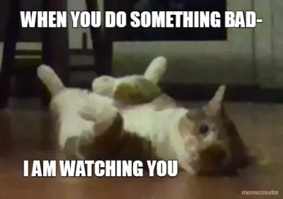 WHEN YOU DO SOMETHING BAD- - I AM WATCHING YOU meme