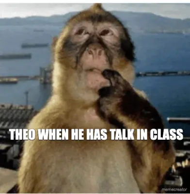 THEO WHEN HE HAS TALK IN CLASS