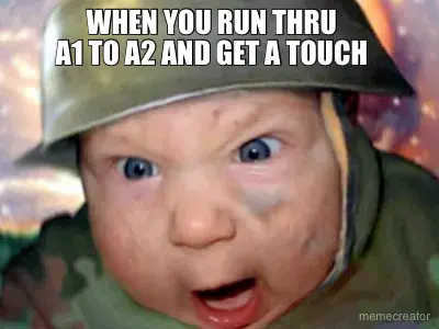 WHEN YOU RUN THRU
A1 TO A2 AND GET A TOUCH meme