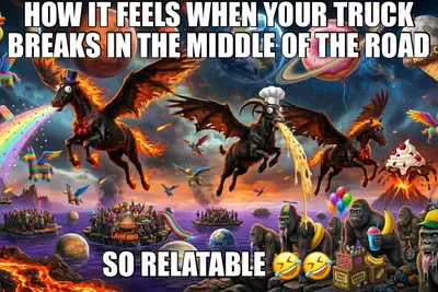 HOW IT FEELS WHEN YOUR TRUCK BREAKS IN THE MIDDLE OF THE ROAD - SO RELATABLE 🤣🤣 meme