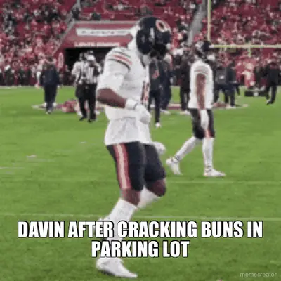 DAVIN AFTER CRACKING BUNS IN PARKING LOT meme