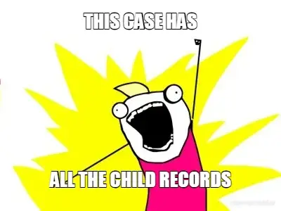 THIS CASE HAS - ALL THE CHILD RECORDS meme