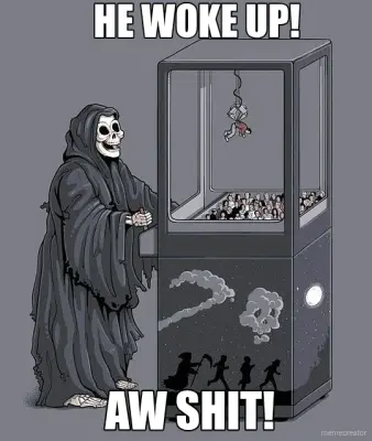 Grim reaper claw machine meme