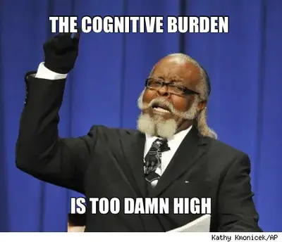 THE COGNITIVE BURDEN  — IS TOO DAMN HIGH meme