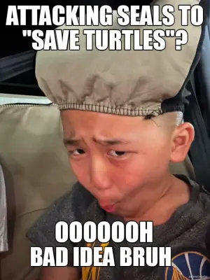 ATTACKING SEALS TO "SAVE TURTLES"? - OOOOOOH - BAD IDEA BRUH meme