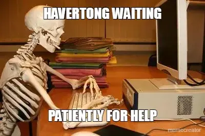 HAVERTONG WAITING - PATIENTLY FOR HELP meme