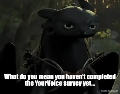 What do you mean you haven’t completed the YourVoice survey yet... meme