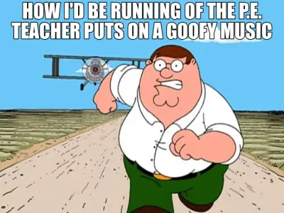 Peter Griffin Running From a Plane meme