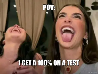 POV: - I GET A 100% ON A TEST meme