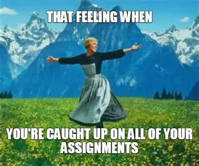 THAT FEELING WHEN - YOU'RE CAUGHT UP ON ALL OF YOUR ASSIGNMENTS meme