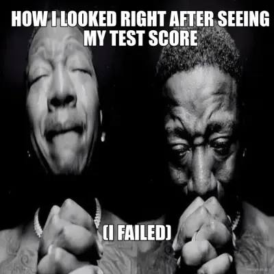 HOW I LOOKED RIGHT AFTER SEEING MY TEST SCORE - (I FAILED)