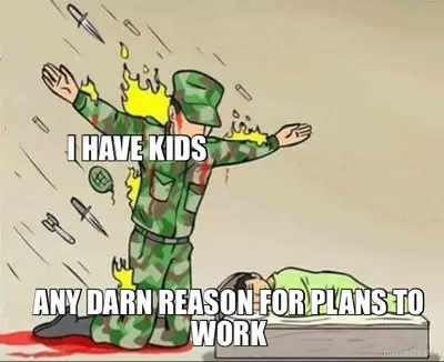 I HAVE KIDS - ANY DARN REASON FOR PLANS TO WORK meme