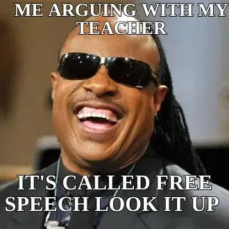ME ARGUING WITH MY TEACHER — IT'S CALLED FREE SPEECH LOOK IT UP meme