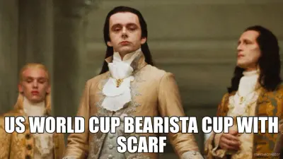 US WORLD CUP BEARISTA CUP WITH SCARF meme