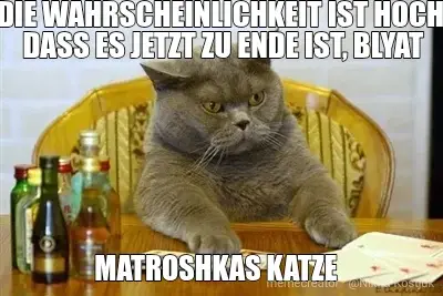DIE WAHRSCHEINLICHKEIT IST HOCH, DASS ES JETZT ZU ENDE IST, BLYAT - MATROSHKAS KATZE meme