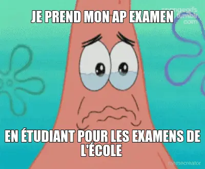 JE PREND MON AP EXAMEN - EN ÉTUDIANT POUR LES EXAMENS DE L'ÉCOLE meme