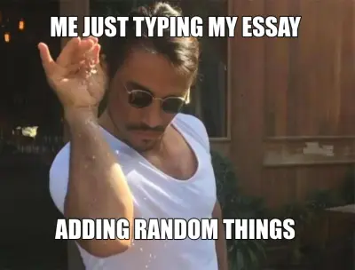 ME JUST TYPING MY ESSAY  - ADDING RANDOM THINGS meme
