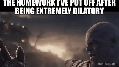 THE HOMEWORK I’VE PUT OFF AFTER BEING EXTREMELY DILATORY meme