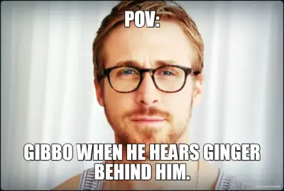 POV: - GIBBO WHEN HE HEARS GINGER BEHIND HIM. meme