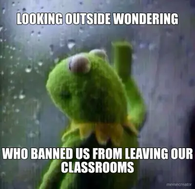 LOOKING OUTSIDE WONDERING - WHO BANNED US FROM LEAVING OUR CLASSROOMS