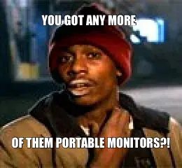 YOU GOT ANY MORE  - OF THEM PORTABLE MONITORS?! meme