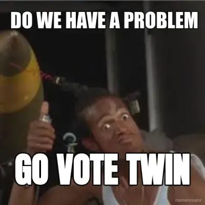 DO WE HAVE A PROBLEM - GO VOTE TWIN meme
