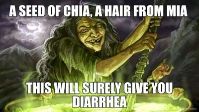 A SEED OF CHIA, A HAIR FROM MIA  - THIS WILL SURELY GIVE YOU DIARRHEA meme