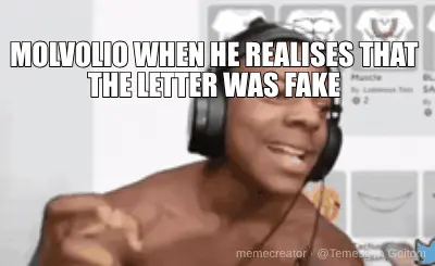 MOLVOLIO WHEN HE REALISES THAT THE LETTER WAS FAKE meme