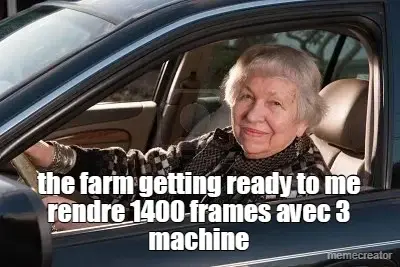 the farm getting ready to me rendre 1400 frames avec 3 machine meme