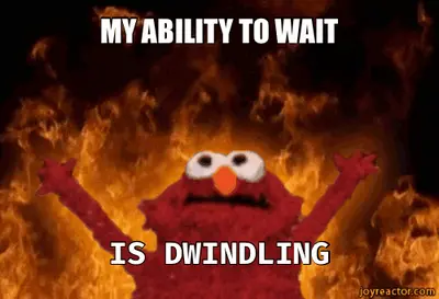 MY ABILITY TO WAIT - IS DWINDLING meme
