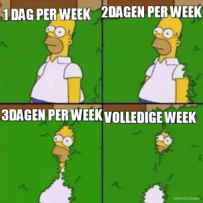 1 DAG PER WEEK - 2DAGEN PER WEEK - 3DAGEN PER WEEK - VOLLEDIGE WEEK meme