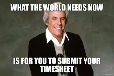 WHAT THE WORLD NEEDS NOW - IS FOR YOU TO SUBMIT YOUR TIMESHEET